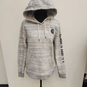 Carhartt Large (12–14) Gray Striped Relaxed Fit Hoodie